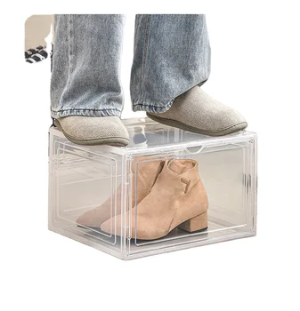 Transparent Multiple Opening shoe case storage box Plastic Sneaker Shoes Storage Box Organizer Acrylic Clear Plastic