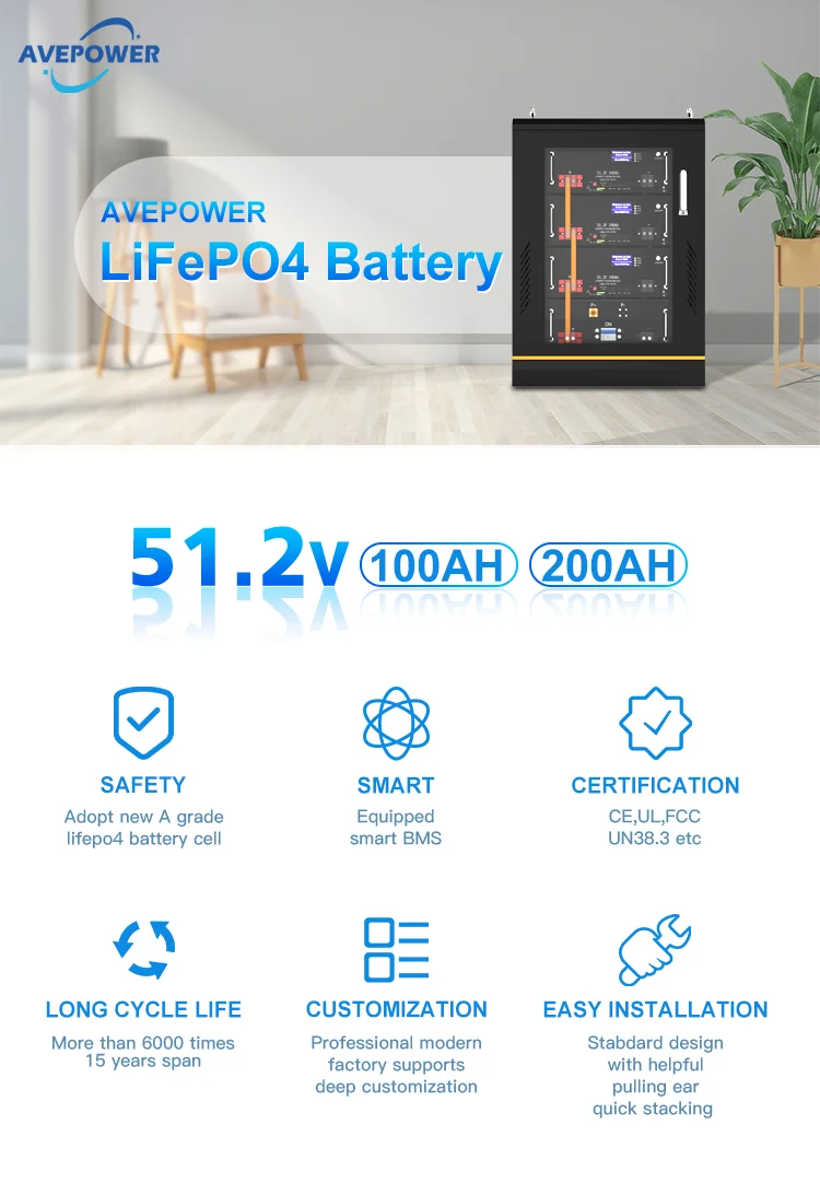 Avepower 10Kwh Home Energy Storage System 48V 190Ah LiFePO4 Rack Battery Pack details