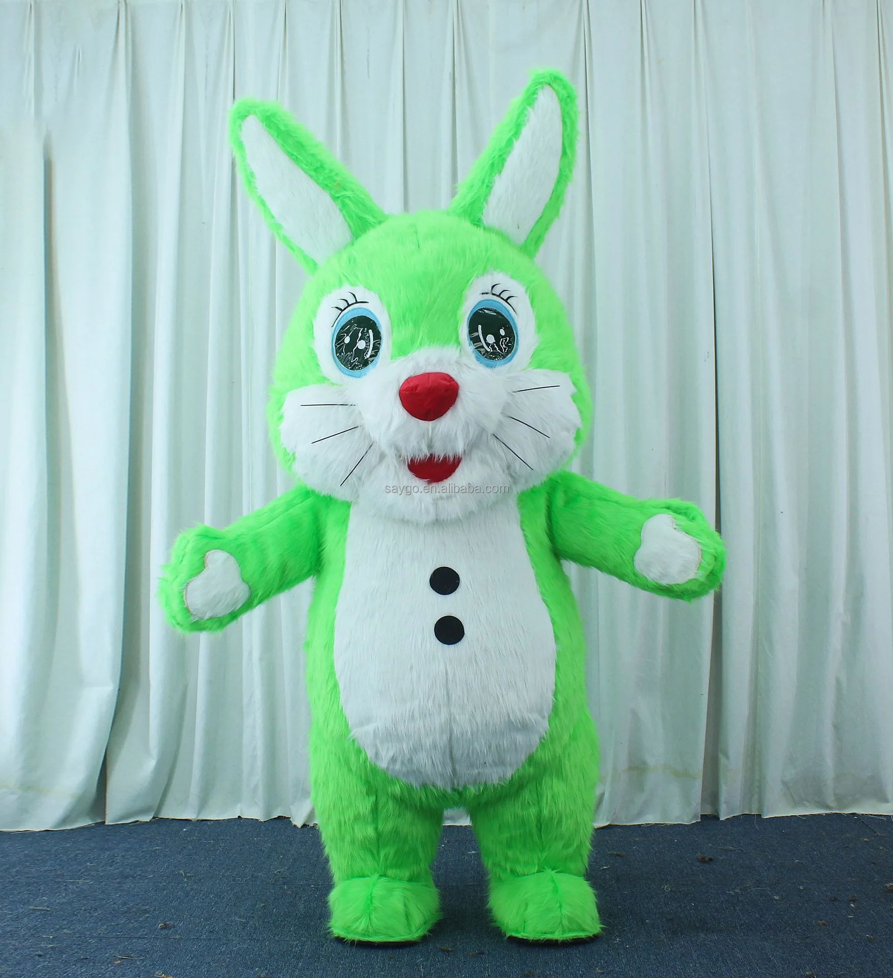 Grass Green Long Furry Short Eared Bunny Mascot Costume 2m Inflatable Easter Hare Rabbit Costume Suits for Performance
