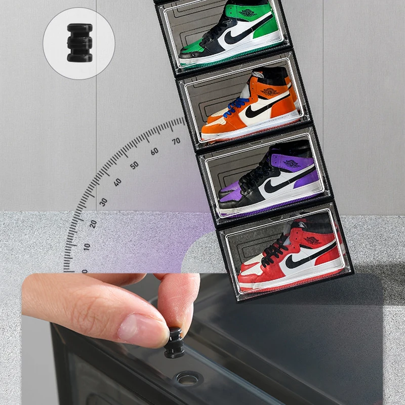 Sneaker Organizer Container Drop Front Shoe Box with Magnetic Door ...