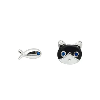 PONEES 2021 Korean Fashion Cute 925 Sterling Silver Cat Stud Earring For Girls Women Hot Sale Jewelry