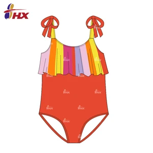 New Baby Girl One-Piece Swimwear Quick Dry Kids Swimming Clothes with Fun Print Bikini Design Kid's Swimsuit