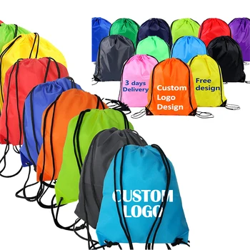 Custom Printed Cheap Portable Cloth Promotion Drawstring Backpack Bag