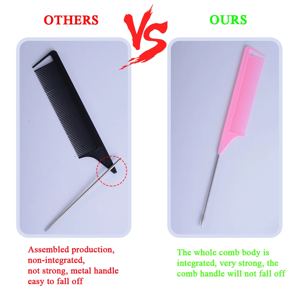 3Pcs/Set Teasing Brush Rat Tail Comb and Edge Brush Salon Hair Styling Comb Set for Women