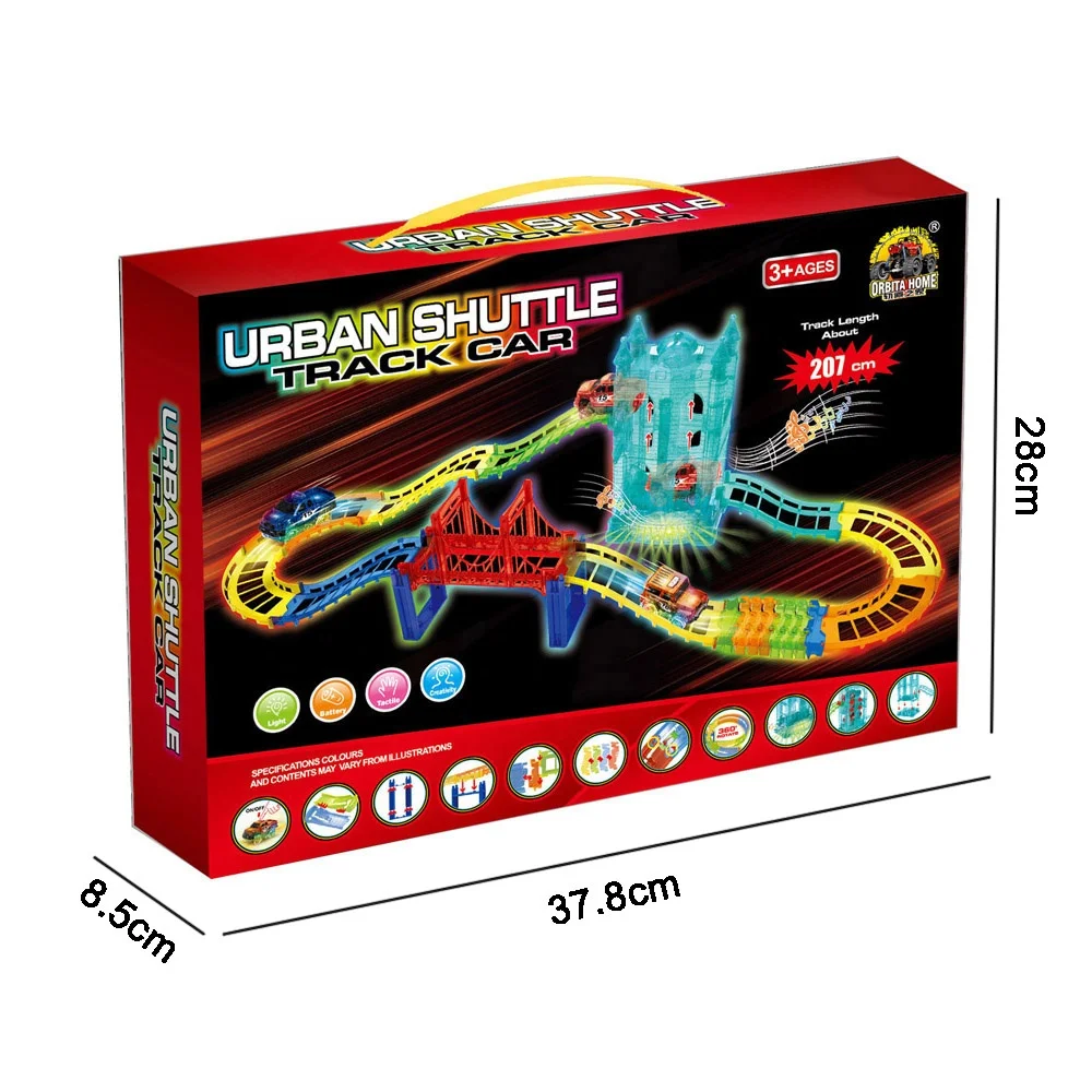 DIY Assembly Flexible Racing Track Electronic Flash Light Car Railway Magical Racing Track Set Educational Toys for Children