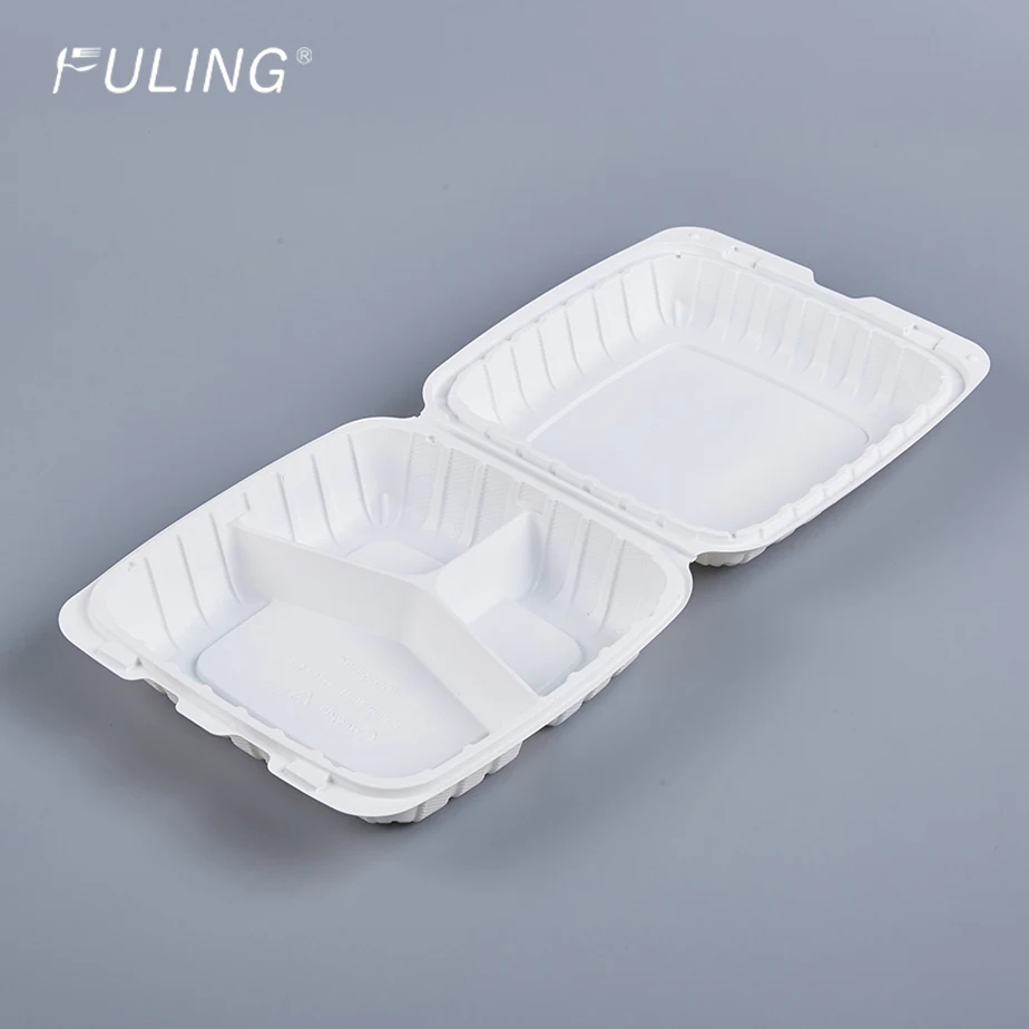 FULING Manufacturer 9X9 Inch Take Out Box Disposable Clamshell 3 ...