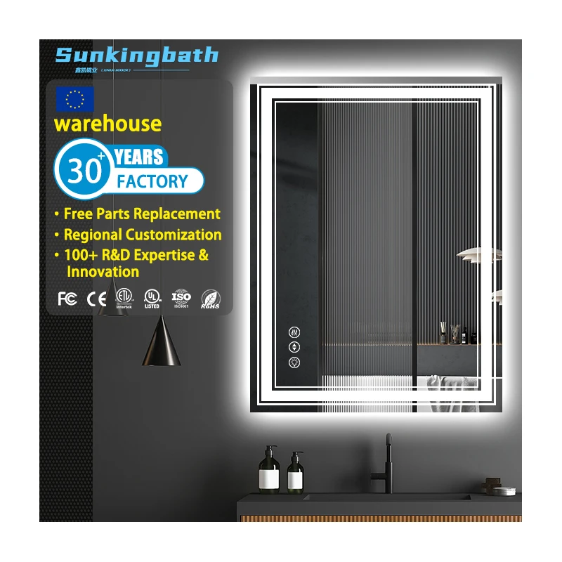 Manufacturer Anti-Fog Frameless Touch Sensor Waterproof Led Bathroom Mirror Decorative Wall Mounted Smart Mirror