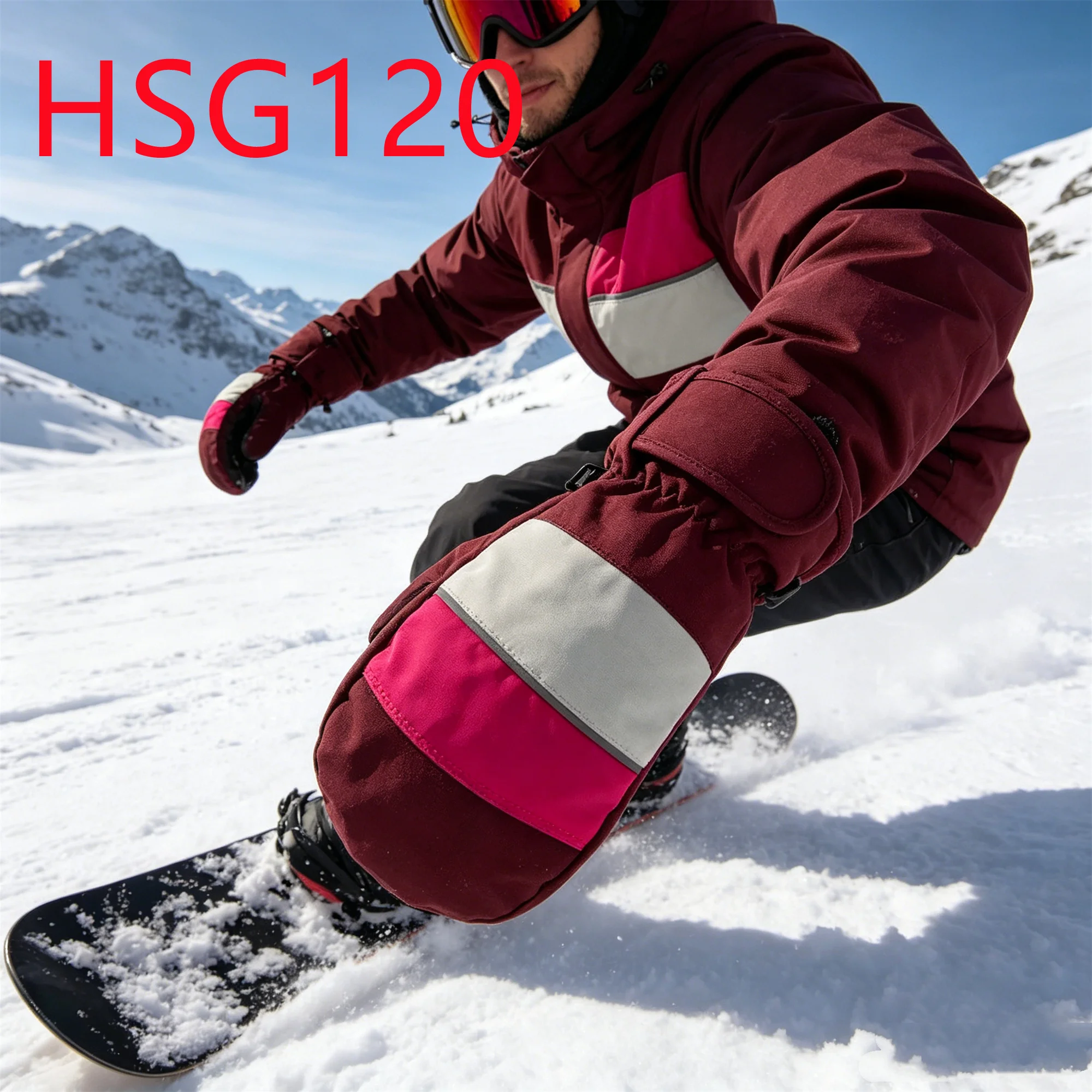 HY,Snowboarding Adjustable Windproof Cuff Anti-cold Fit Ski Gloves Multi Colors Available Locking Thermal Winter Mittens HSG120