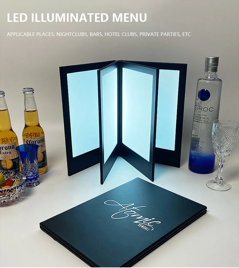 Flashing Illuminated Acrylic Material Led Menu Two Board For Food Drink