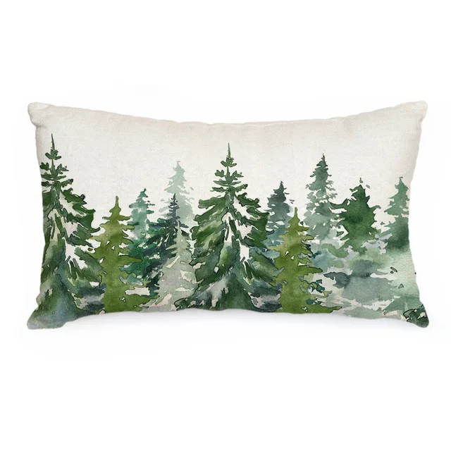 GEEORY Christmas 12x20 Watercolor Teal Tree Holiday Farmhouse Nature Forest Decor Pillow Case for Home Sofa Couch (Dark Green)