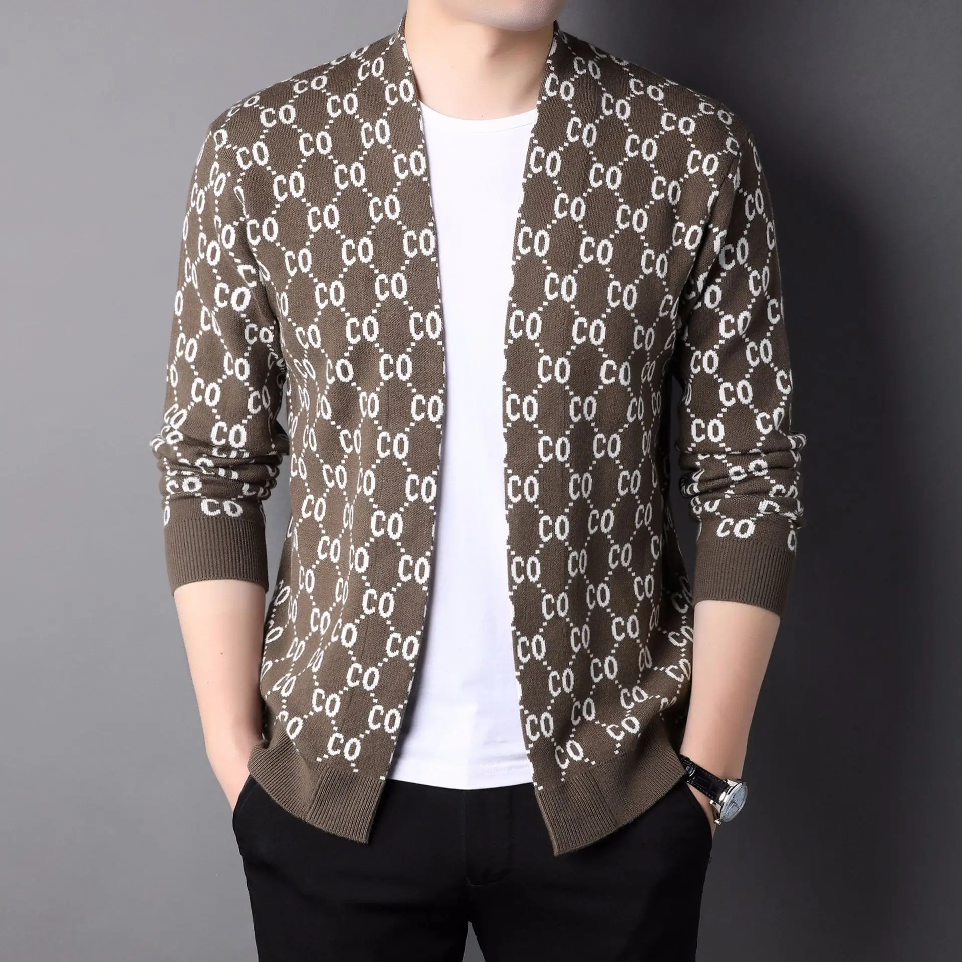 Custom Chunky Cardigan Sweater For Men Plus Size Long Sleeve Cardigan Pour Hommes