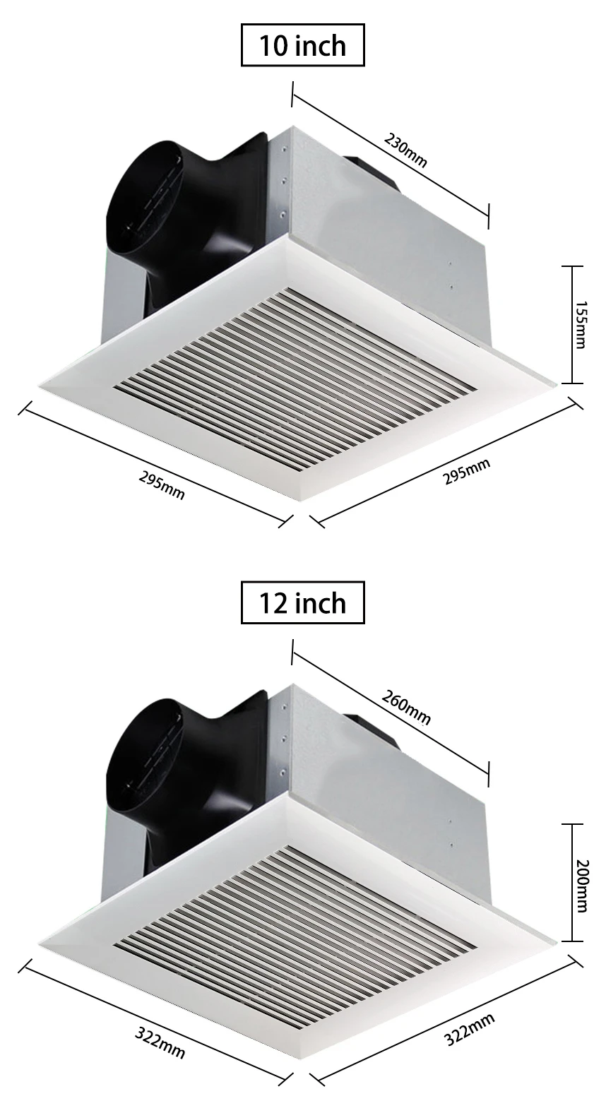10 12 Inch Silent Metal Home Bathroom Toilet Kitchen Bedroom Smoking