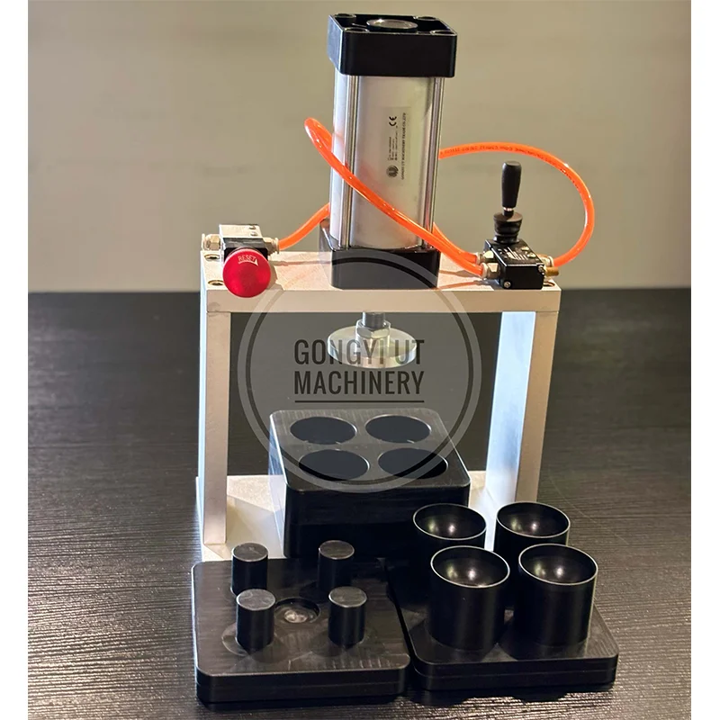 Small low cost bath bomb pressing machine for the production and processing of salt bath balls.