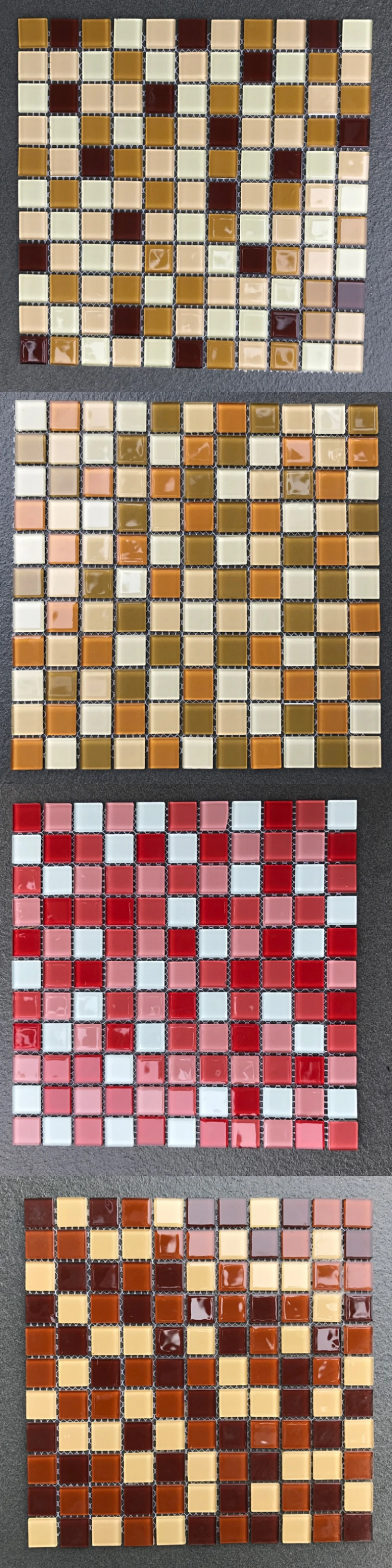 25x25mm cheap price for mixed brown crystal glass swimming pool mosaic tiles