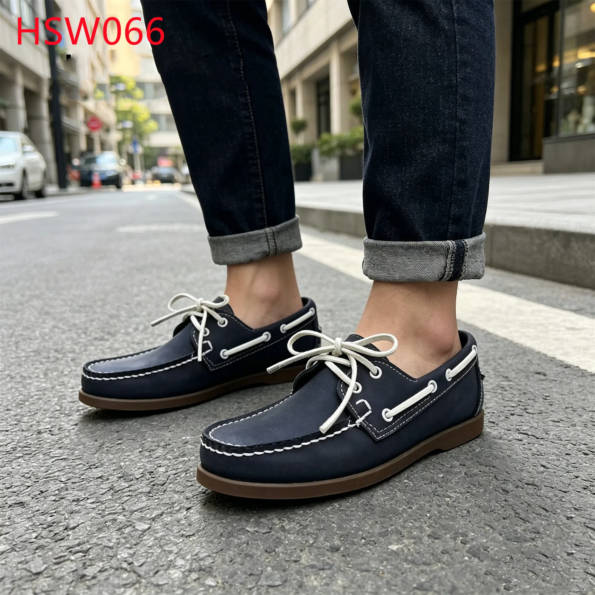 LXG,Shopping&strolling Low Maintenance Moaccsin Shoes Stitched Firmly Handmade Lace-up Men Boat Shoes Popular in Spain HSW066