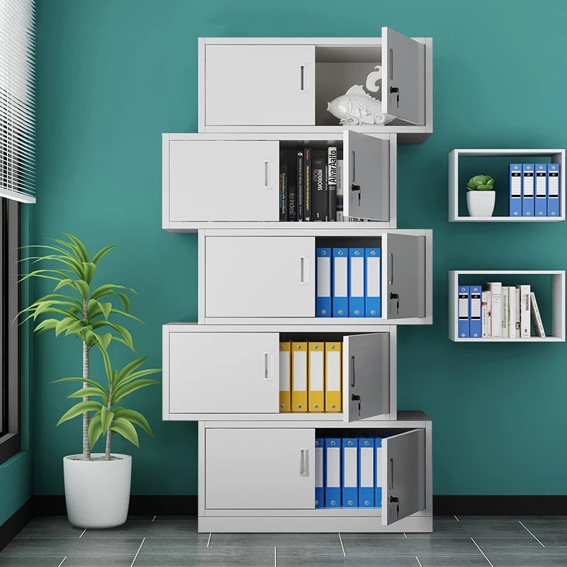 Steel Filing Cabinet with Double Lockable Doors and Adjustable Shelves for Office Storage