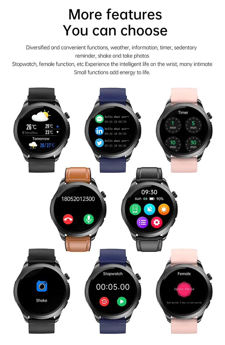 Smart watch diabetic non -invasive blood pressure glucose test ECG meter monitor measuring smart watches diabetes