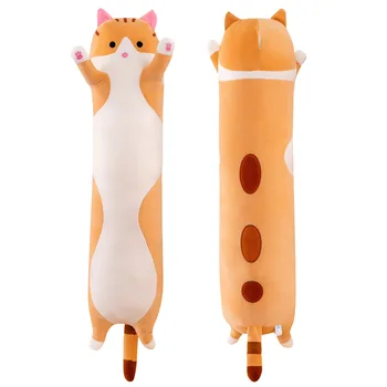 Unisex Cute Pet Cat Doll with Long Hair PP Cotton Filled Mat for Children