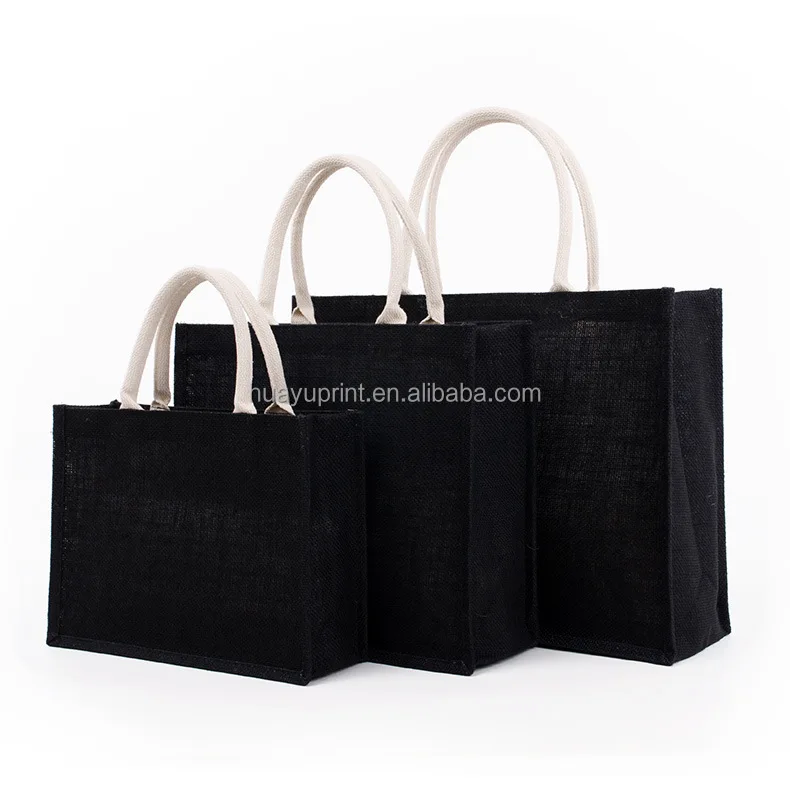 Eco-friendly Wholesale Fashion Burlap Bag Shopping Bag Portable Burlap Eco Laminating Jute Tote Bag Printable Logo details