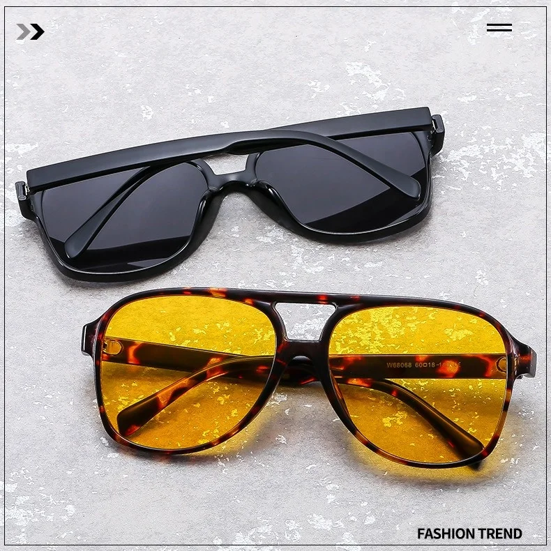 High Quality Fashion Brand Designer Oculos De Sol Custom logo Men Women Classic Aviation Style Orange Yellow Lens Sunglasses
