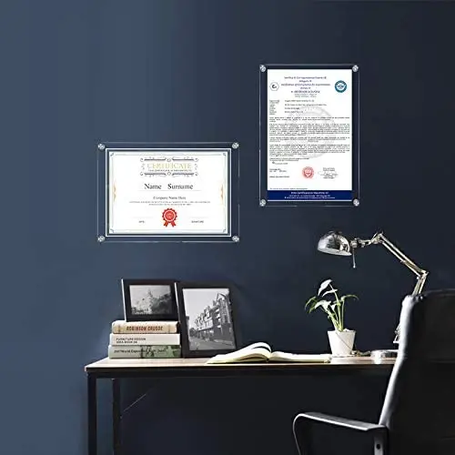 Double Panel 11x14 Clear Acrylic Wall Mount Floating Frameless Picture