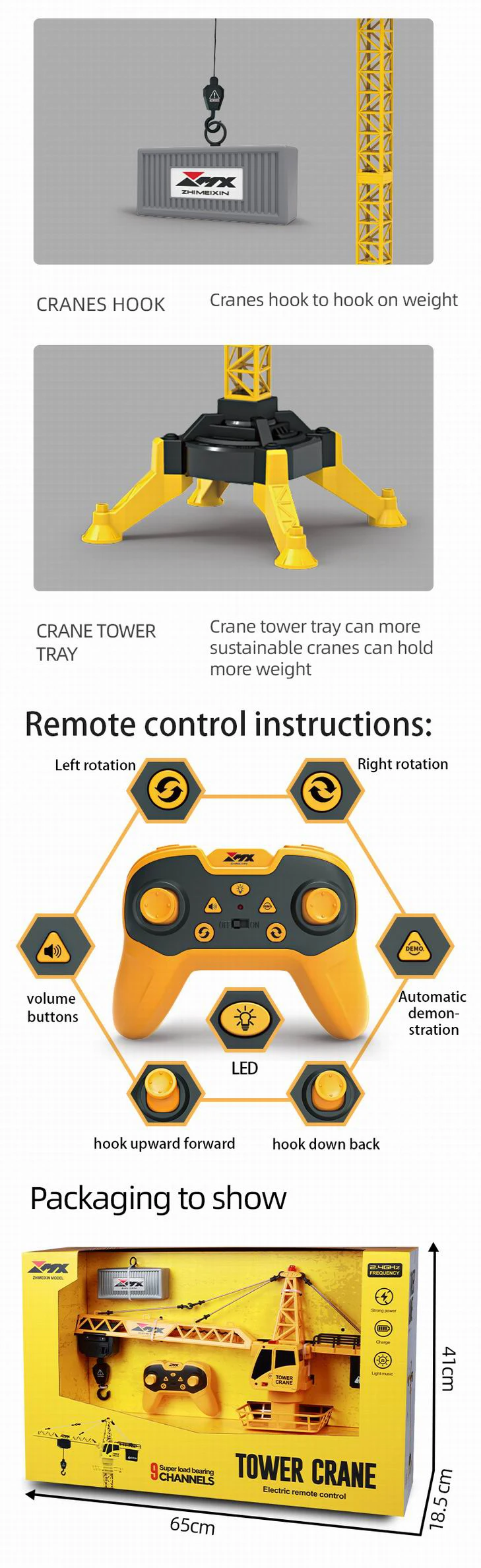 9 Channel Remote Excavator Toys Crane 2.4G Simulated Alloy Truck RC Toy  Radio Control Tower Crane Truck Model with Light Music Kids Remote Control  Crane Toy - China Remote Control Crane Toy