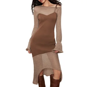 High Quality Autumn Romantic Asymmetric Mermaid Dress for Women Patchwork Lace Dresses Women's Fashion Dresses Clothes Women