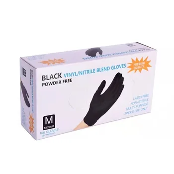 Black Disposable Flexible Tattoo Nitrile Gloves guantes de nitrilo powder free Nitrile Disposable Gloves L size