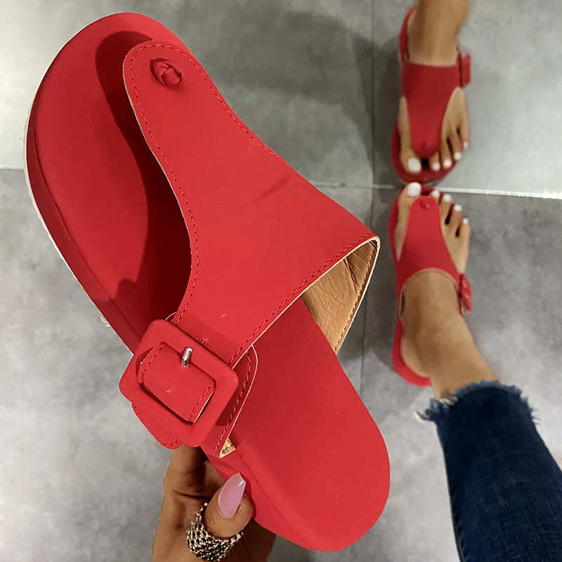 Cheap New Casual Low-top Flip-flops Slippers Fashion Heightening Ladies Slippers Women Leather High Thick Heel Lady Shoe