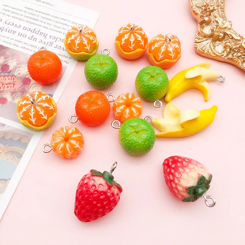 Cute Small Fruit 3D Resin Banana Orange Strawberry Charms Pendant for  Earring Findings Lovely Pendant DIY Fashion Jewelry Making