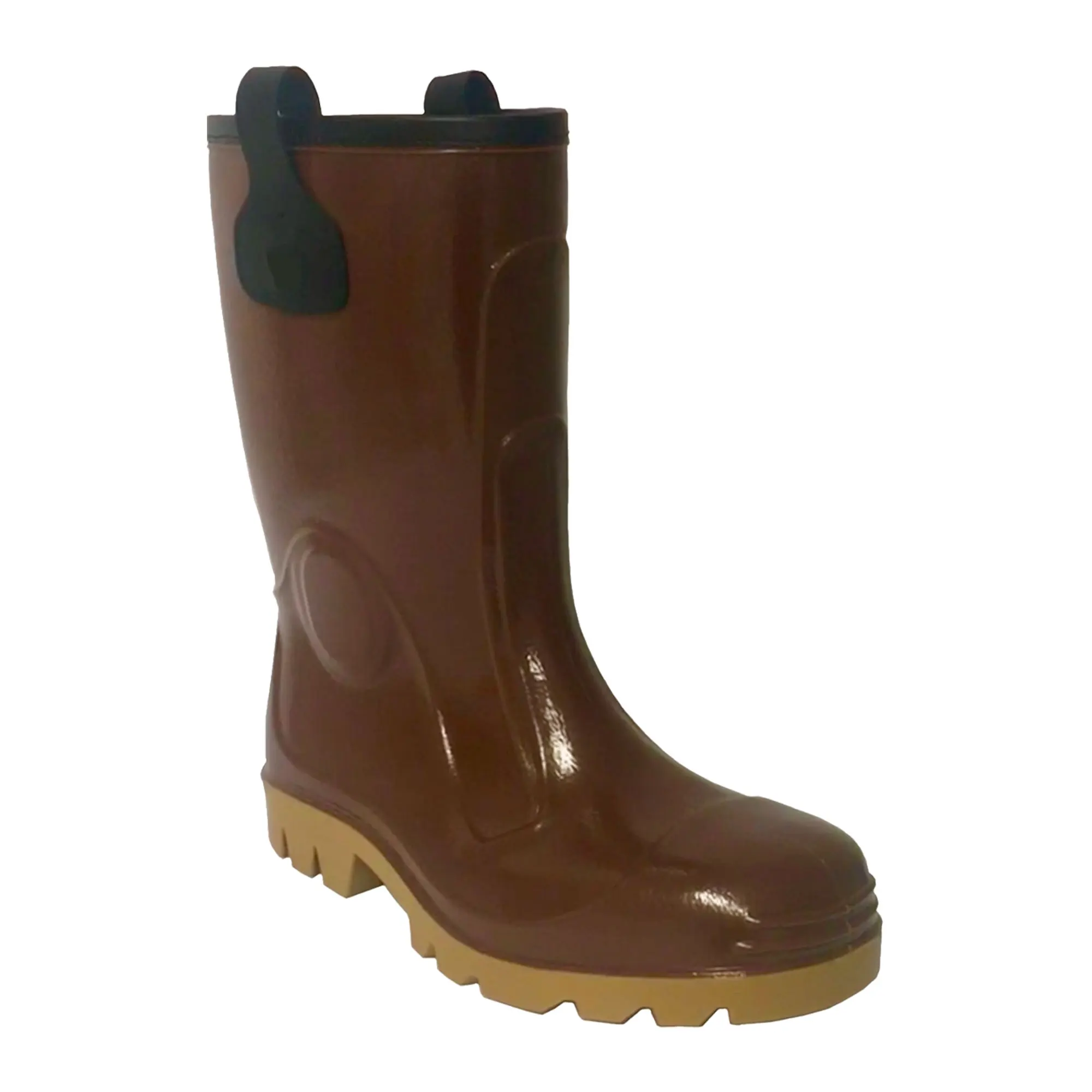 Ttake Brown PVC Knee High Boot Size 39 Waterproof Rubber Sole Unisex ...