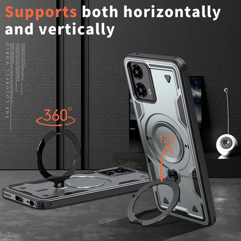 For MOTO G Power Stylus EDGE 5g Motorola G Play 4g 2024 Hard Metal Ring Bracket Mobile Phones Cover Pc Tpu Hyper Cell Phone Case