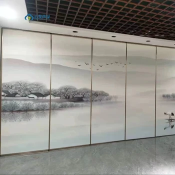 2024 latest design  partition wall commercial price frame partition wall board with Chinese landscape painting partition wall