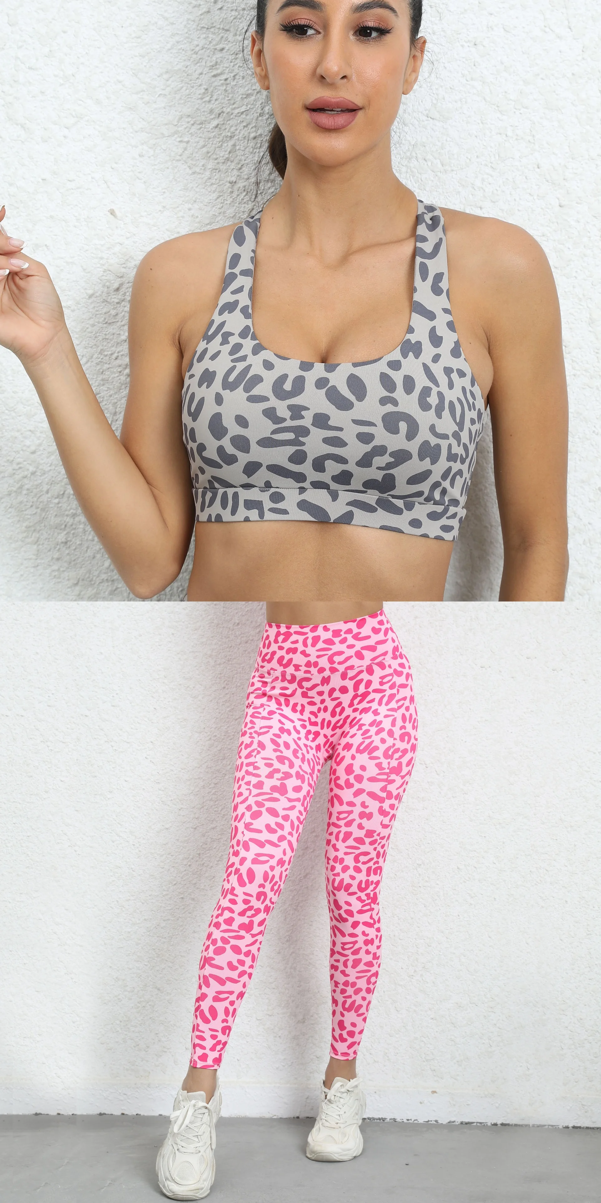 Wholesale Cheap Price Active Wear leopard print yoga sets Women Sport Leggings High Waist Yoga Fitness Workout Sets supplier