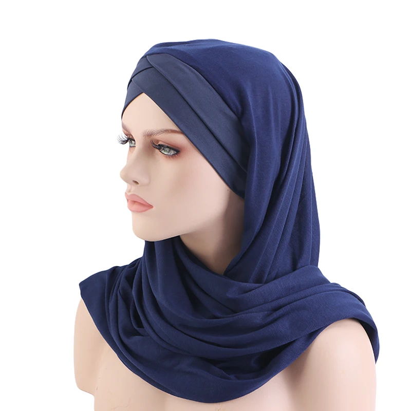 Wholesale Custom Logo Hair Accessories Stretchy Muslim Visor Turban