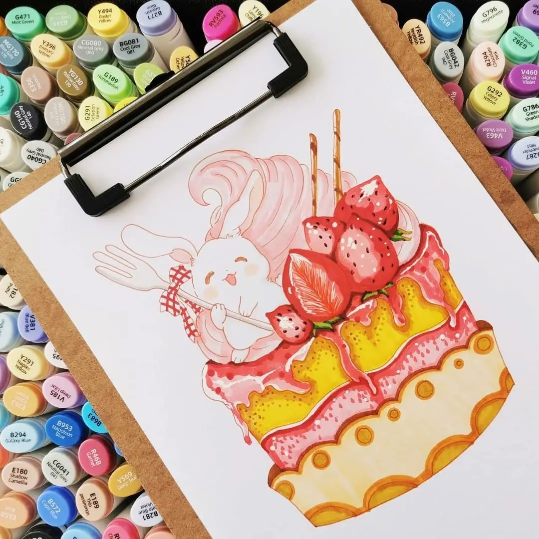 Ohuhu Marcadores, 48 colores de doble punta de alcohol, cincel y juego de  marcadores artísticos a base de alcohol fino para niños, ilustraciones para