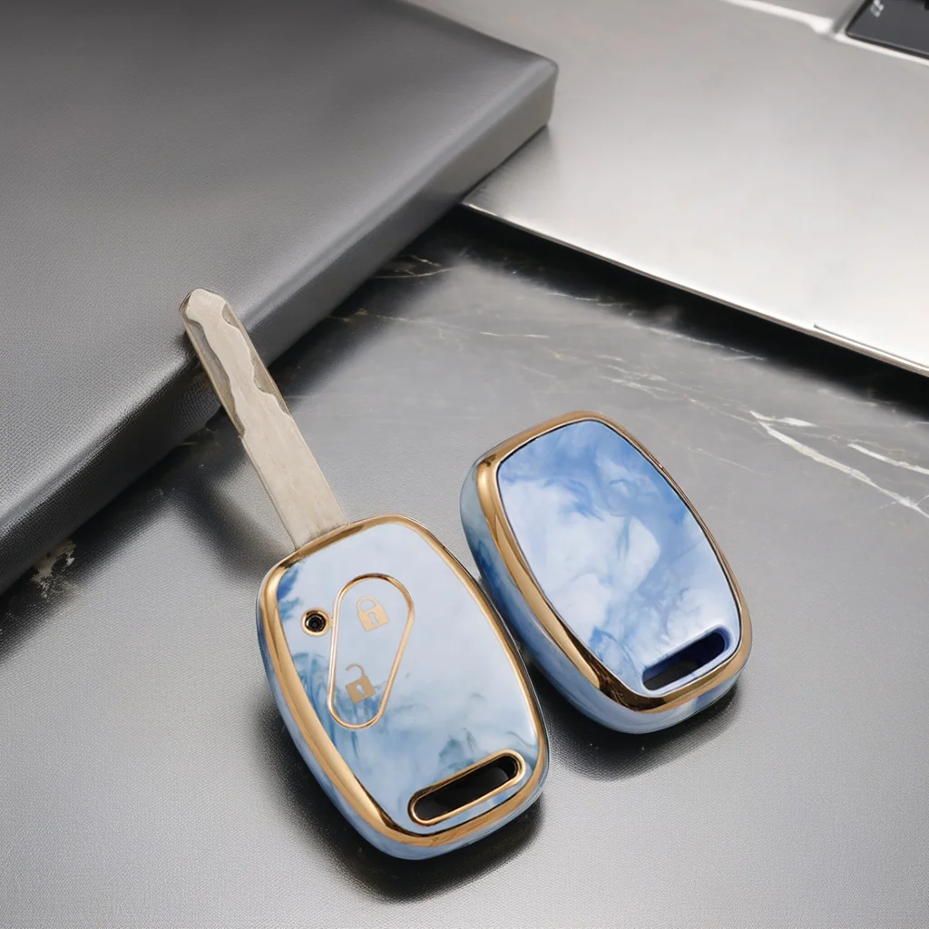 Custodia In TPU Per Portachiavi Honda – Modelli Accord, Civic, Pilot, CR-V – Colore Bianco Con Dettagli Oro - 4
