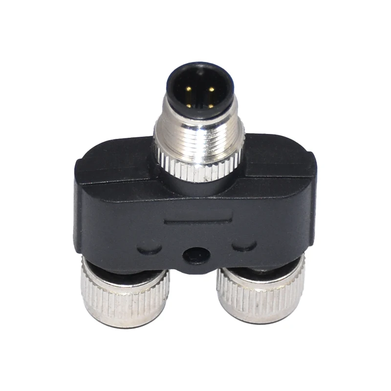 D-Code 3 4 5 8 Pin Ip68 Waterproof Thread Male to Female  M12 T / Y Type Splitter Adapter Power Circular Connector