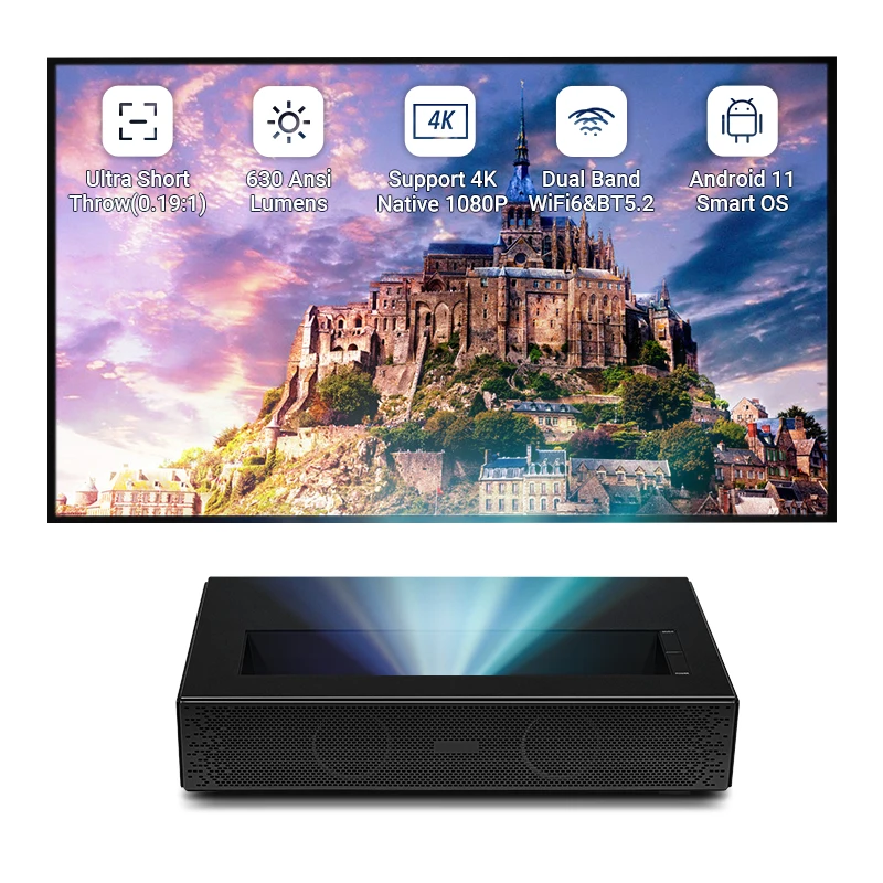 Hotack D068 Ultra Short Throw 4K Laser Projector - 1080P Full HD