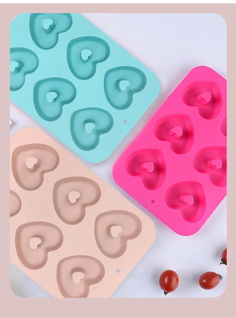 Heart-Shaped Donut Mold Food Grade Silicone Baking Pan for Cookie Rice Cake Spot Cake Cake Tools factory