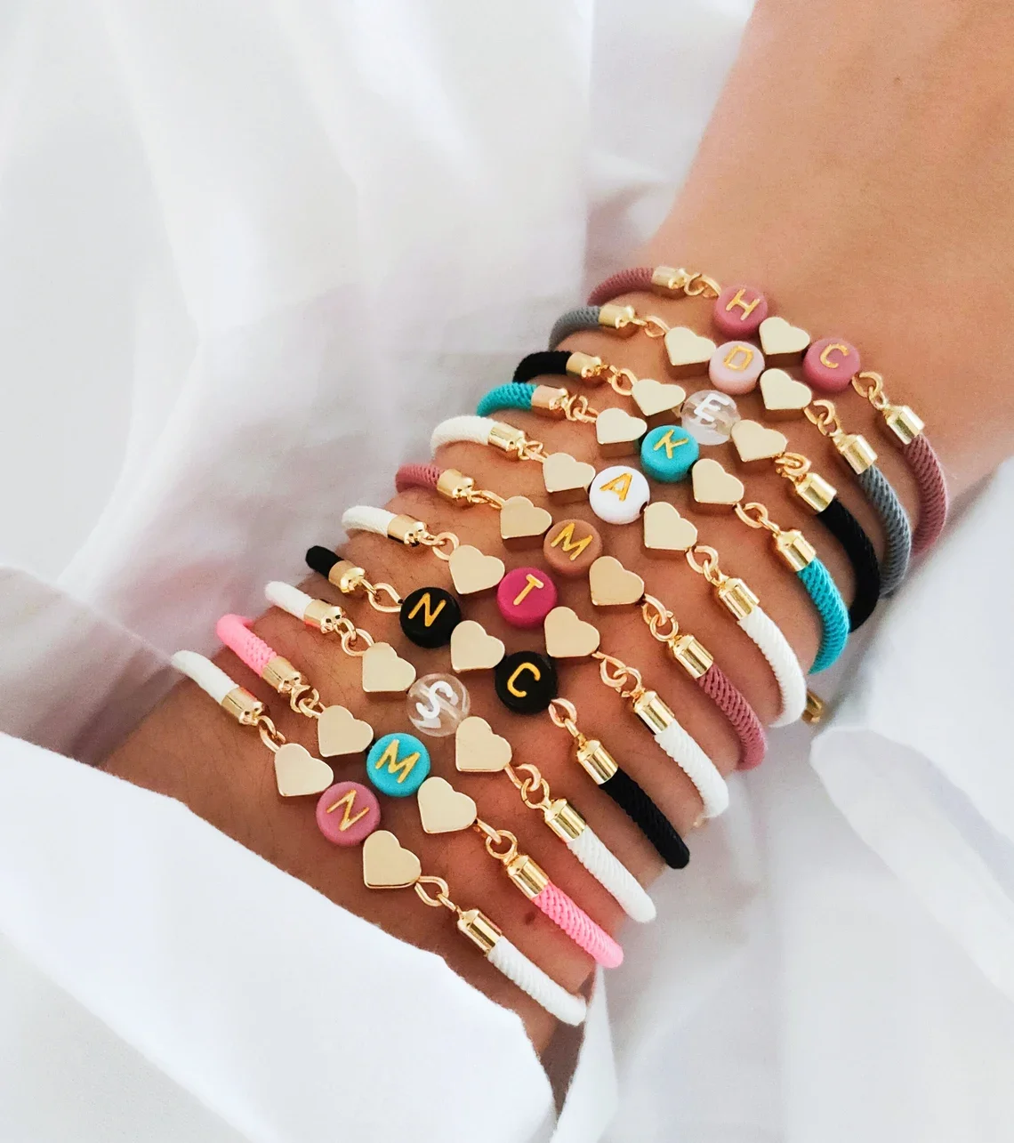 Personalised Initial Bracelet Initial Heart Adjustable Bracelet