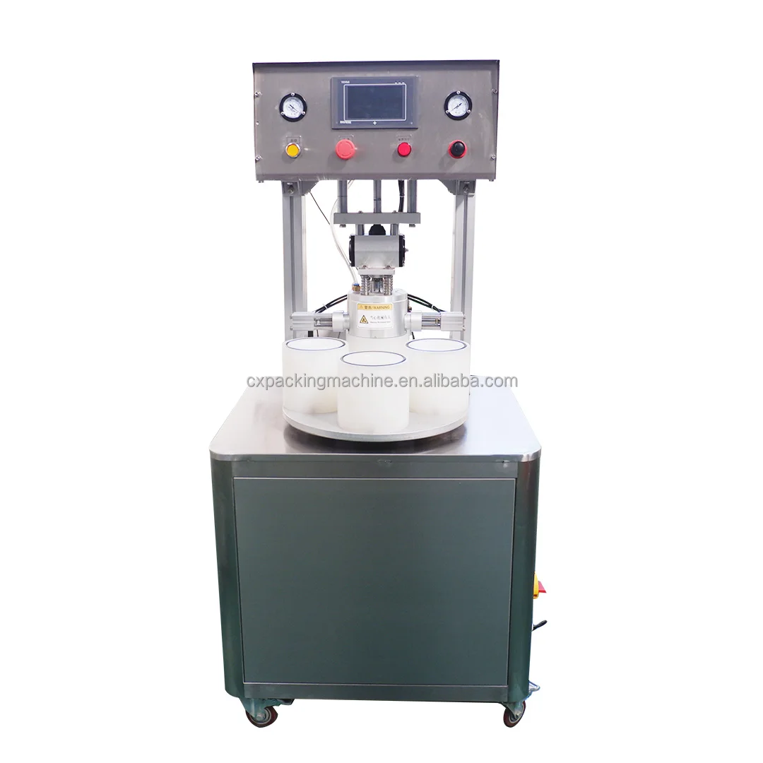 Semi Automatic Screw Metal Lug Cap Glass Bottle Jar Milk Food Paste Jam Sauce Vacuum Capping Machine Capper