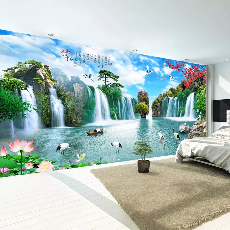 Papel de parede 3d para sala de estar, mural de parede chinês tigre,  montanha, floresta, corrida, decoração da casa, papel de parede 3 d