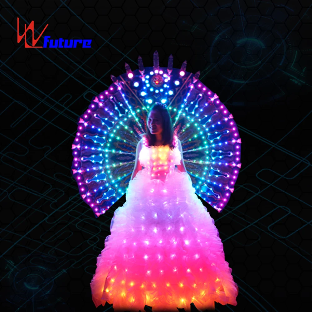 open lace back dress Colorful Light Up Costume Set for Girls – LED dress for Party & Play main image 0