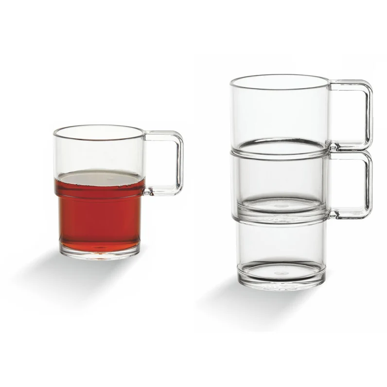 Small Coffee Mugs Stack Camping Tea Mug 8oz 240ml Outdoor Plastic Stackable Coffee Tea Mug