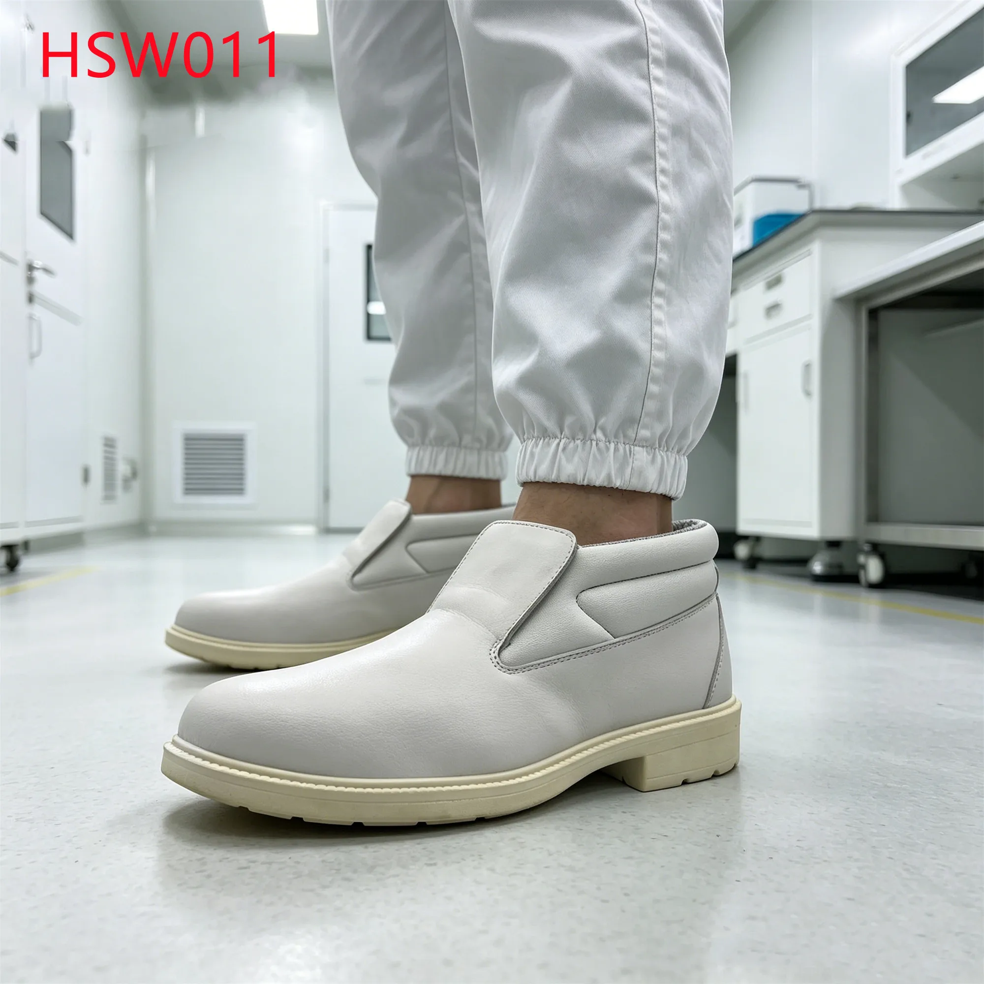 LXG,Medical Laboratory Prevent Foot Slipping White Work Clogs Sanitation Crew Anti-static Mid-cut Odorless Labor Shoes HSW011