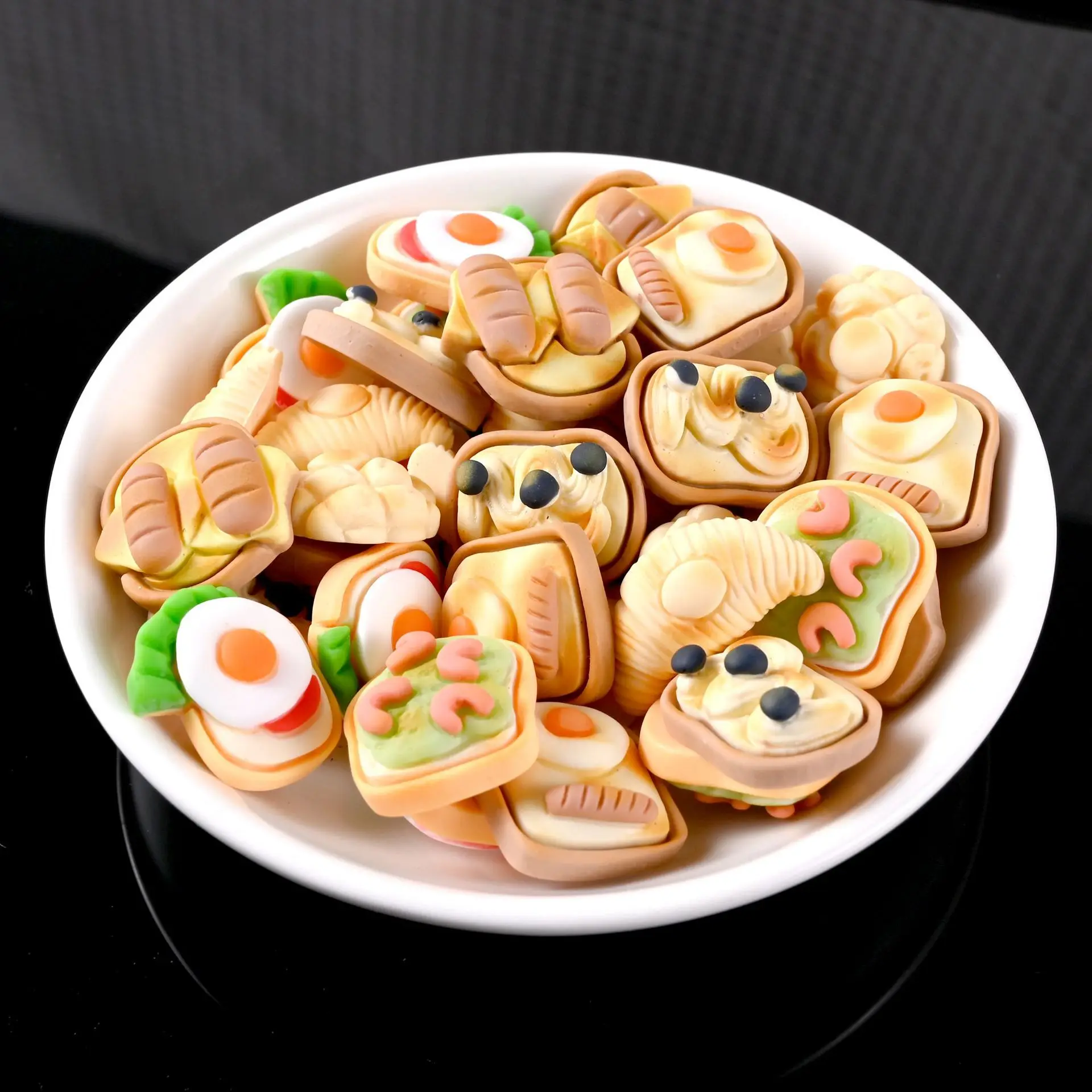 Microlandscape Simulation Croissant Pineapple Bun Food Resin Charms for Decoration