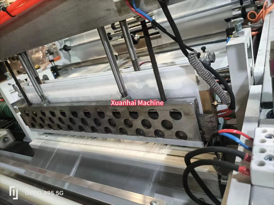 450mm*2 Double Lines Perforation Roll Plastic Food Storage Flat Bags Making Machine With Paper Core