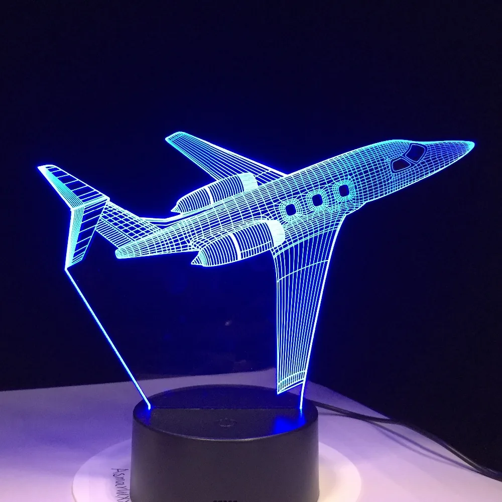 Airplane Model 3d Led Night Light Illusion Kids Gift Passenger Plane Table Lamp