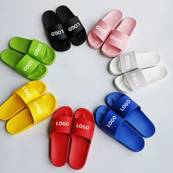 OEM Custom Black Slides Footwear Sandal PVC Custom Logo Beach Shower Bath Slippers Women Men Plain Blank Slide Sandal Slippers